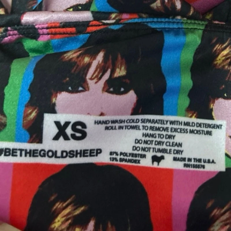 Goldsheep Lisa Rinna Multicolor Face Print Pop Art Skinny Yoga Leggings Pants XS - Image 6