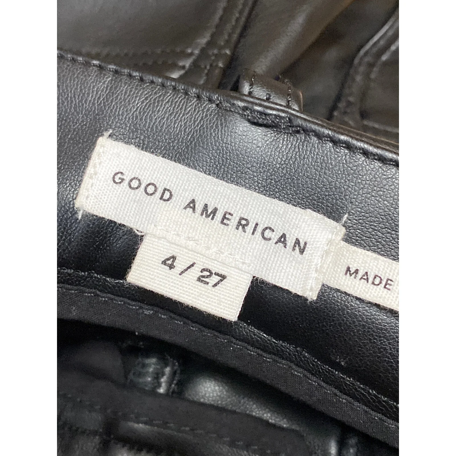 Good American Women's Black High Rise Faux Leather Vegan Trousers Pants Size 4 - Image 3