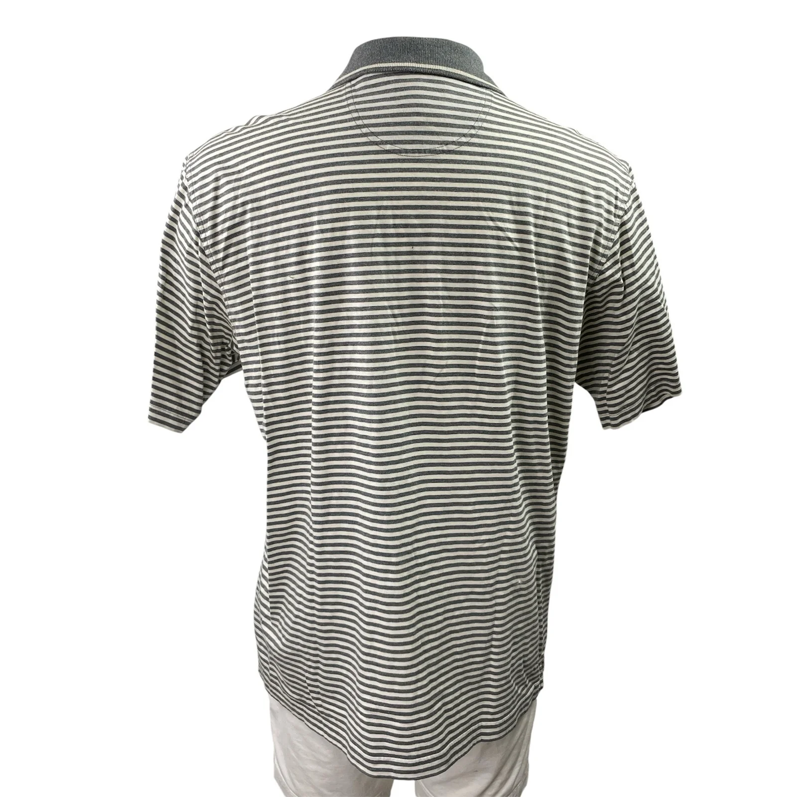 Greg Norman Men's Gray Striped Short Sleeve Golf Casual Polo Shirt Top Size M - Image 3