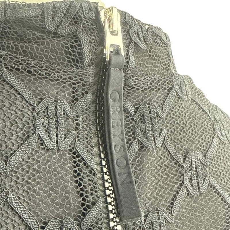 Greyson Women's Black Geometric Lace Mock Neck Sleeveless Slim Tank Blouse Top S - Image 4