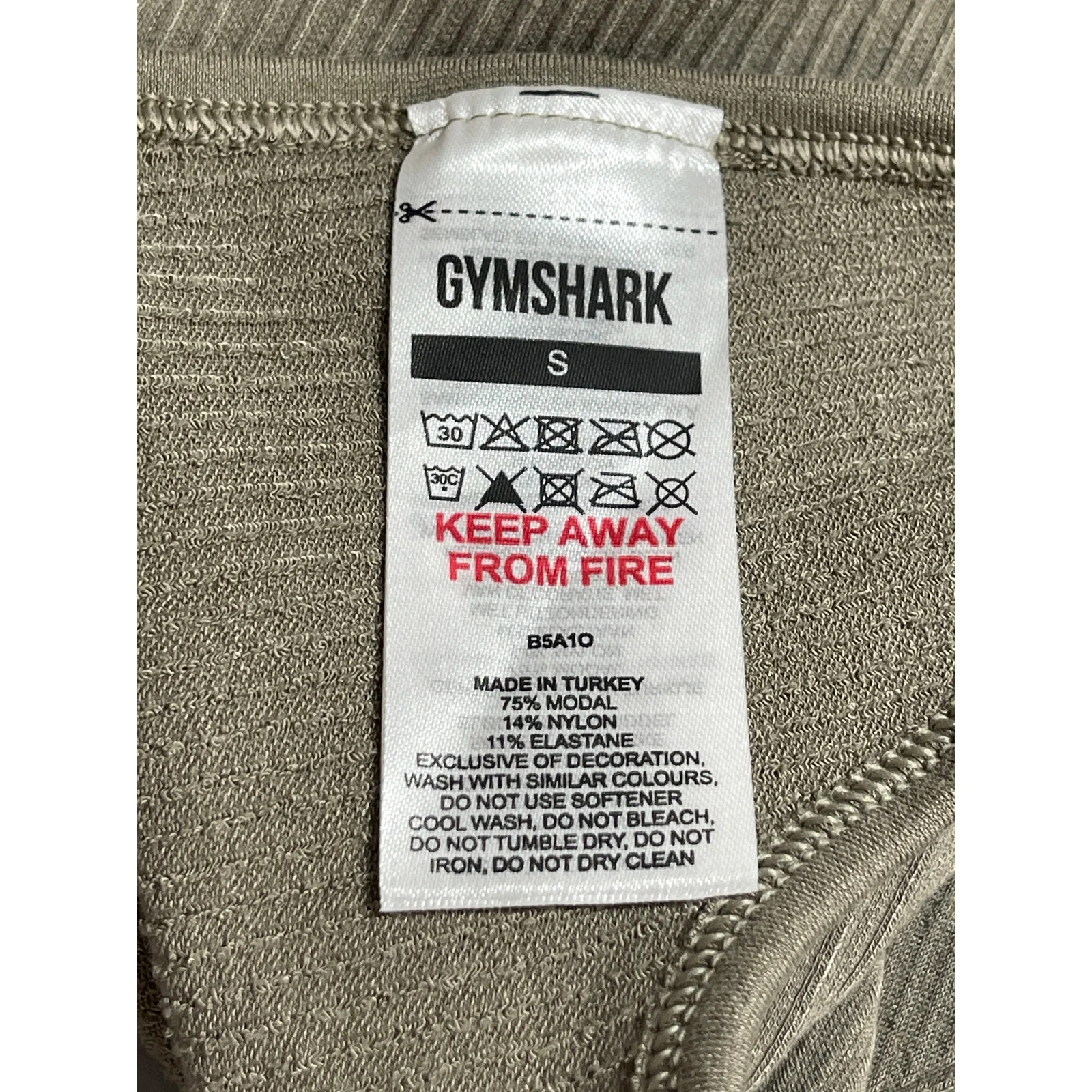 Gymshark Olive Green Ribbed Knit Sleeveless Yoga Athletic Sports Bra Crop Top S - Image 4