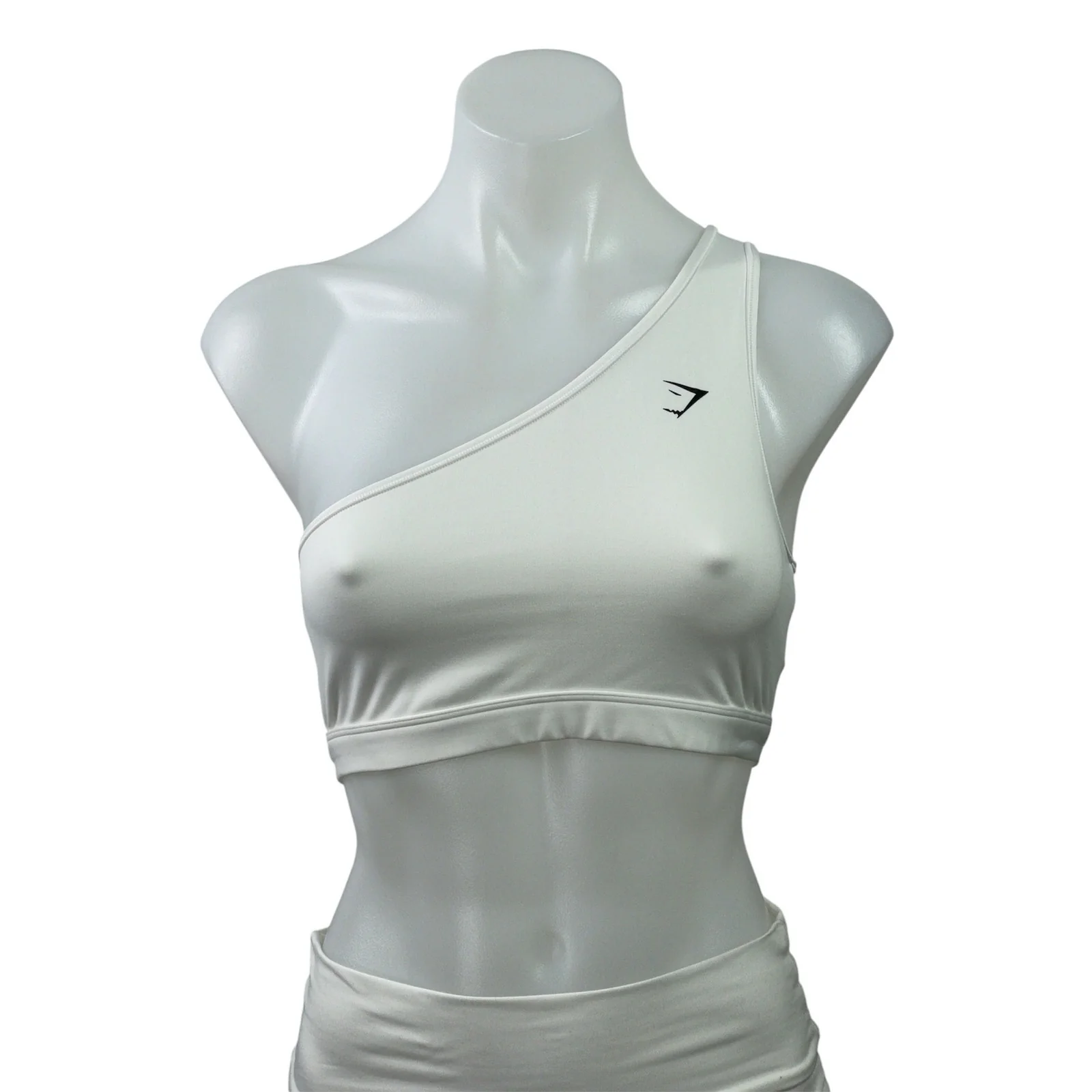 Gymshark White One-shoulder Sleeveless ActiveWorkout Sports Bra Crop Tank Top S