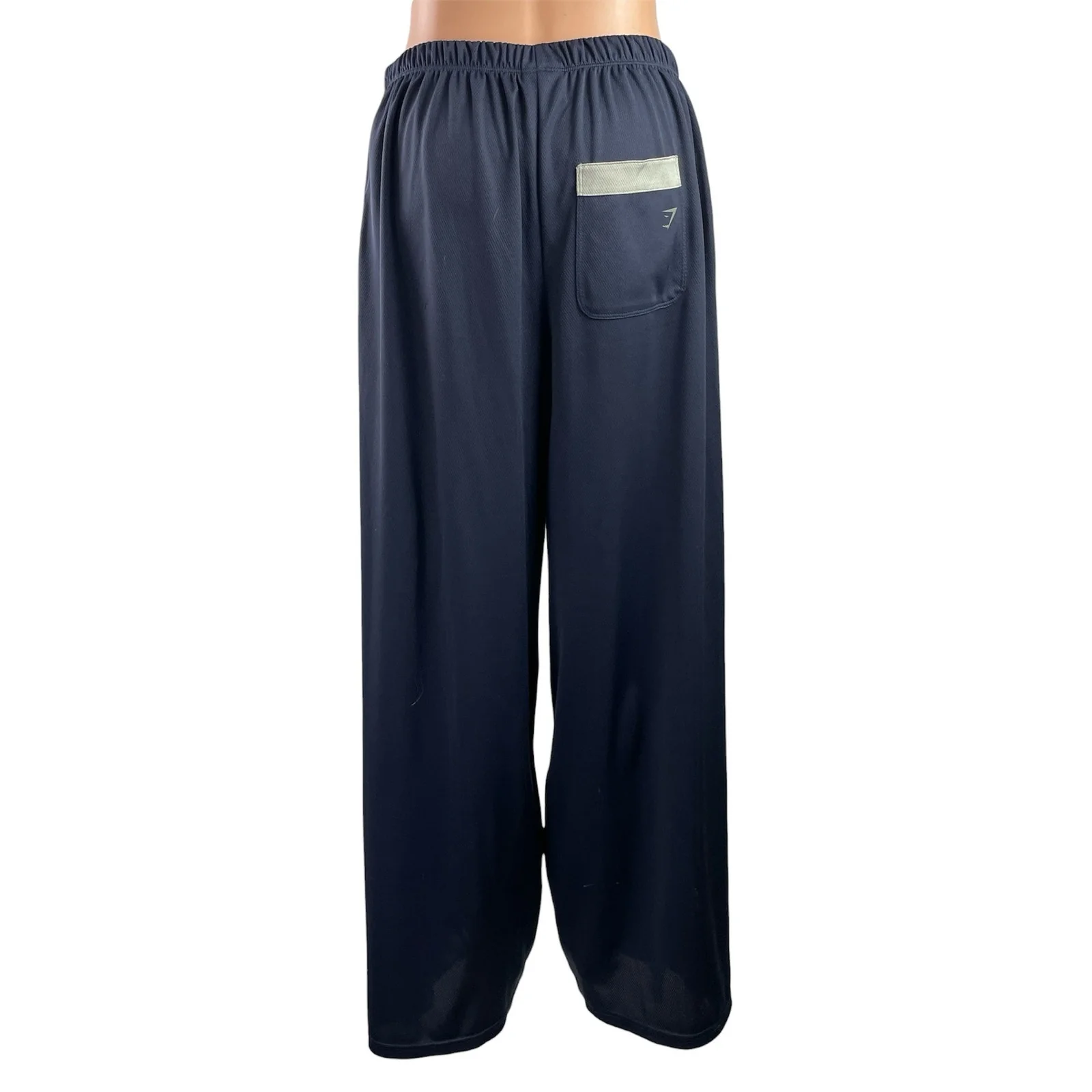 Gymshark Womens Navy Blue Mesh Straight Leg High Waisted Active Trousers Pants M - Image 3