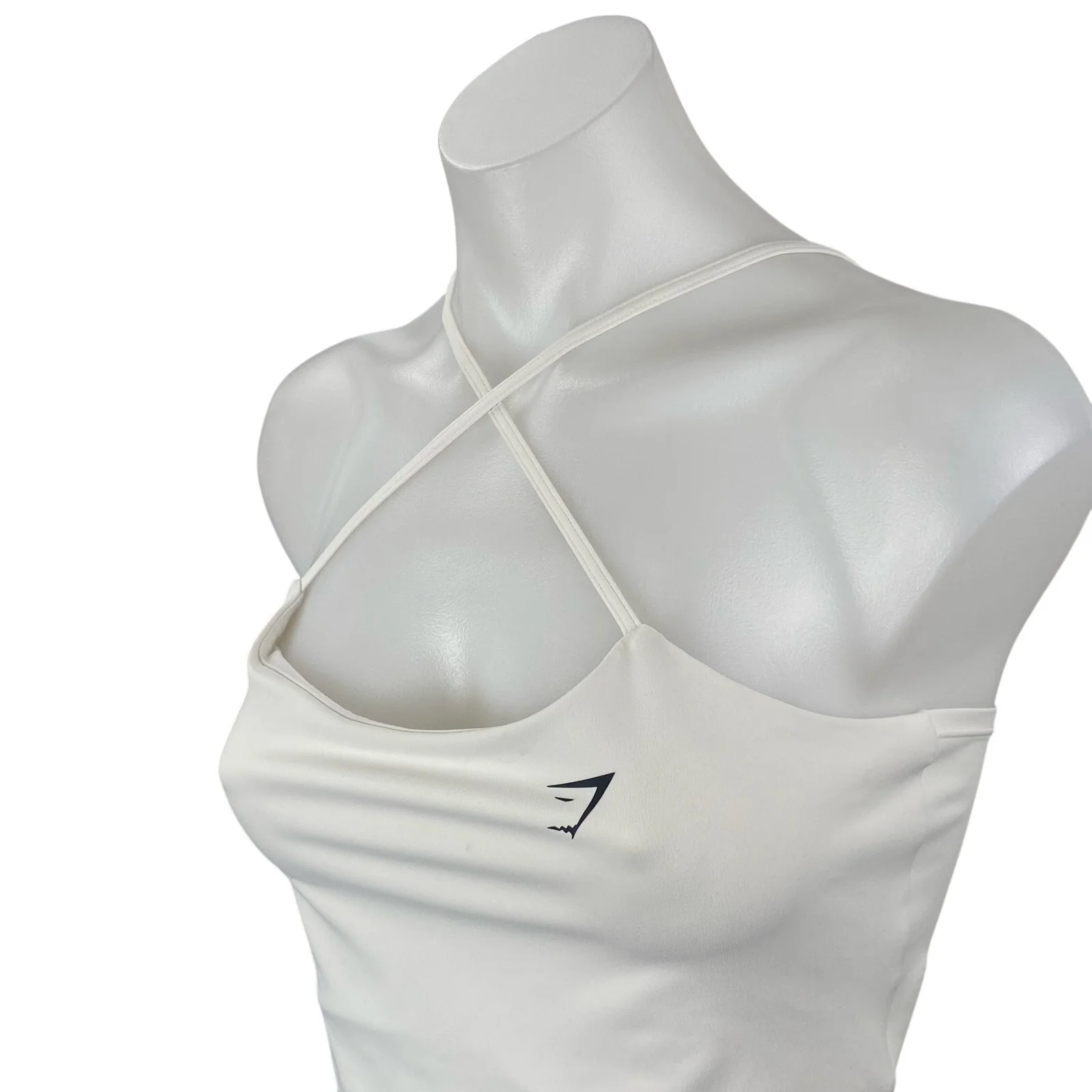 Gymshark Womens White Criss Cross Yoga Athletic Activewear Crop Cami Tank Top XS - Image 3