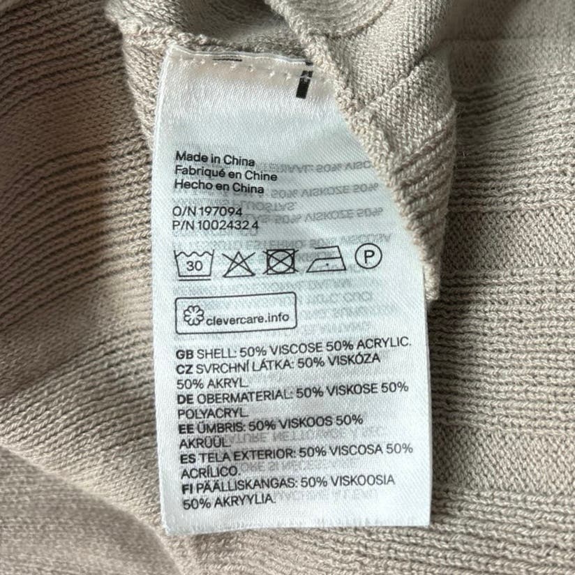 H&M Beige Ribbed Knit Short Sleeve Stretch Collared Polo Mini Dress Size XS - Image 6