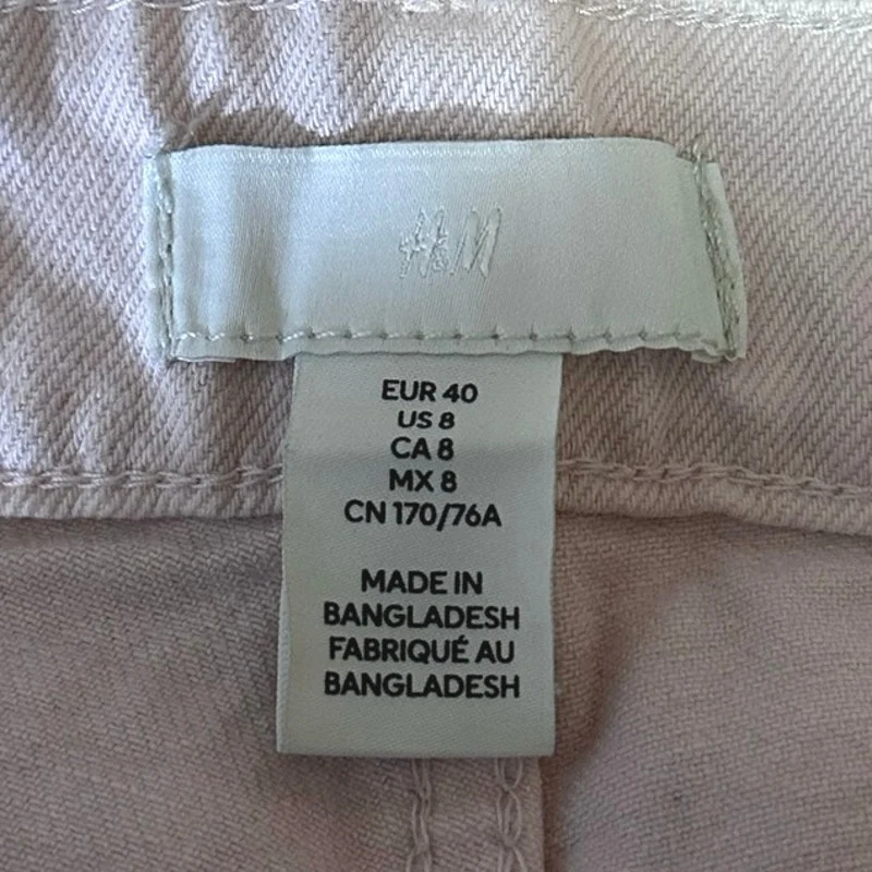 H&M Light Pink Straight Leg High Waist Stretch Ankle Boyfriend Denim Jeans Sz 8 - Image 4