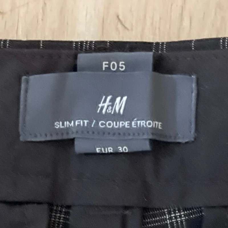 H&M Mens Brown Plaid Slim Fit Straight Leg Mid Rise Chino Trousers Pants Size 30 - Image 5