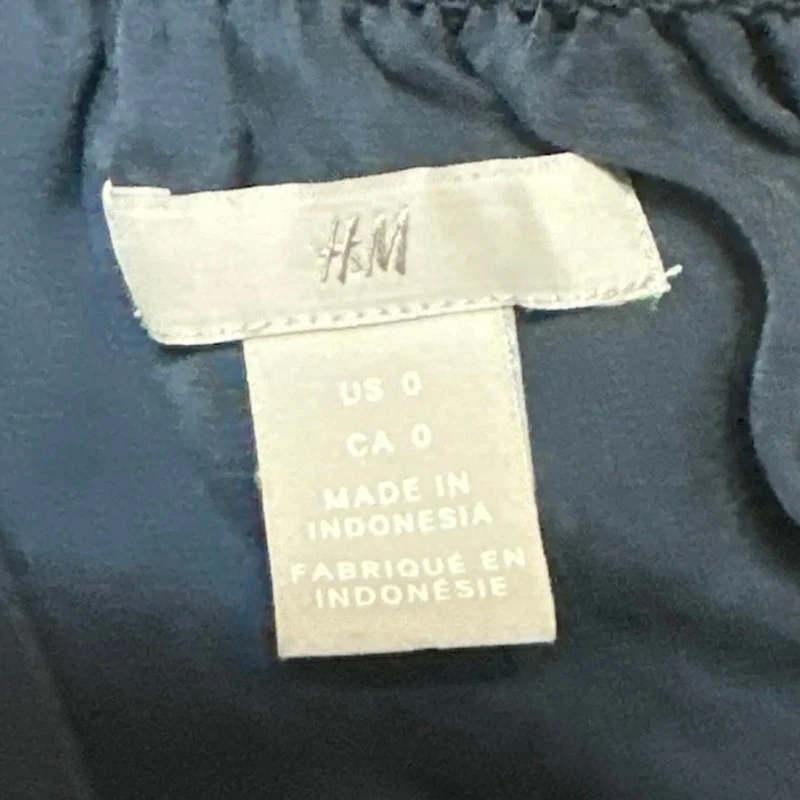 H&M Navy Blue Sleeveless High Neck Tie Waist Keyhole Blouson Maxi Dress Size 0 - Image 4