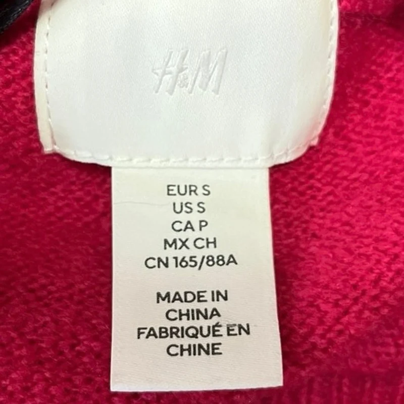 H&M Pink Wool Blend Crew Neck Oversized Long Sleeve Pullover Sweater Sz S - Image 3