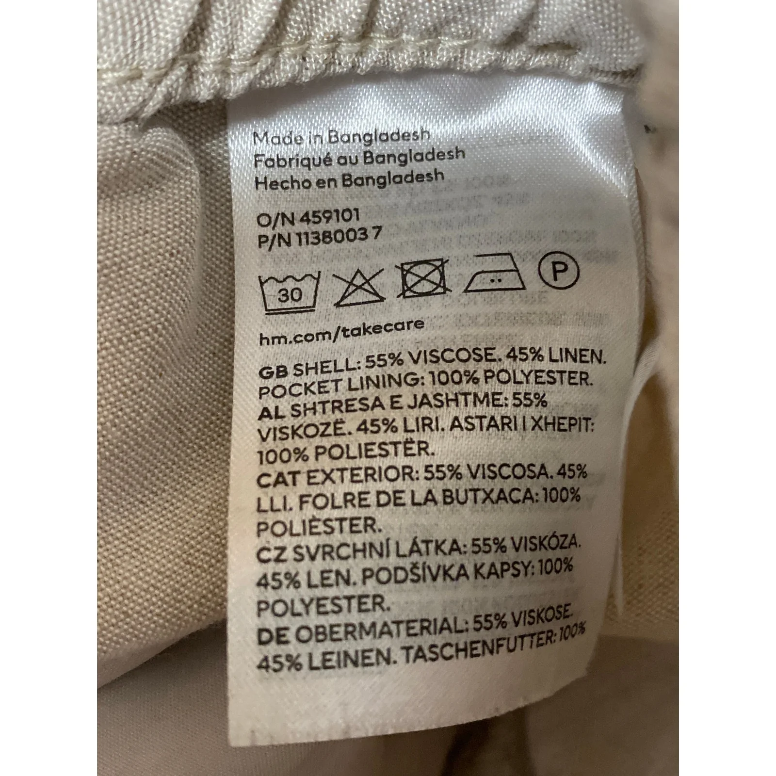 H&M Women's Beige Linen High Waisted Wide Leg Baggy Crop Lounge Trousers Pants M - Image 5