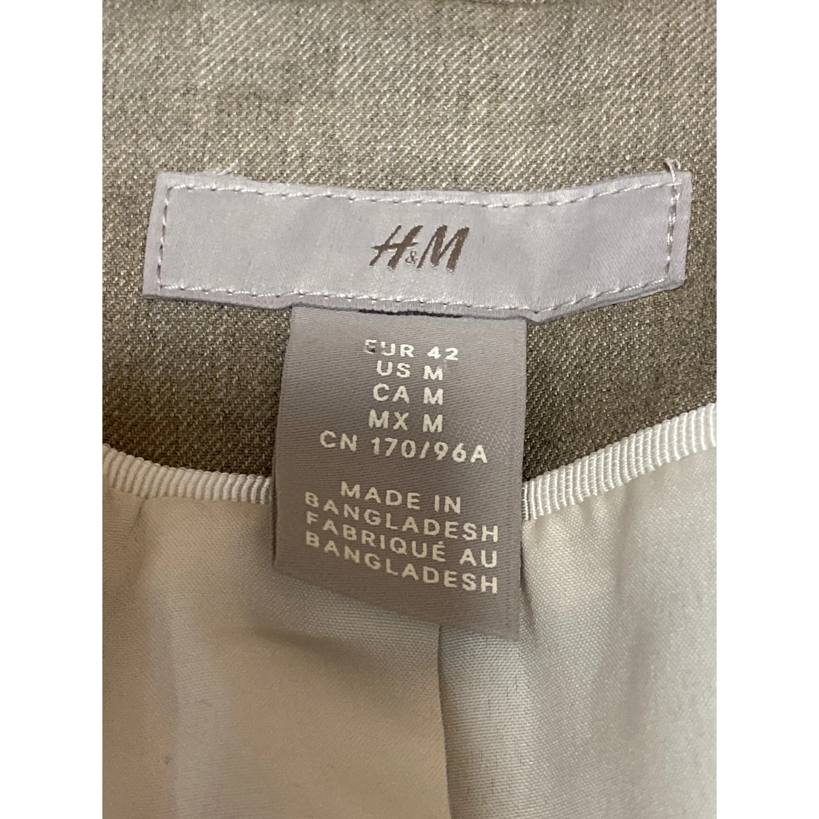 H&M Women's Beige Long Sleeve Notch Lapel One Button Blazer Coat Jacket Size M - Image 3