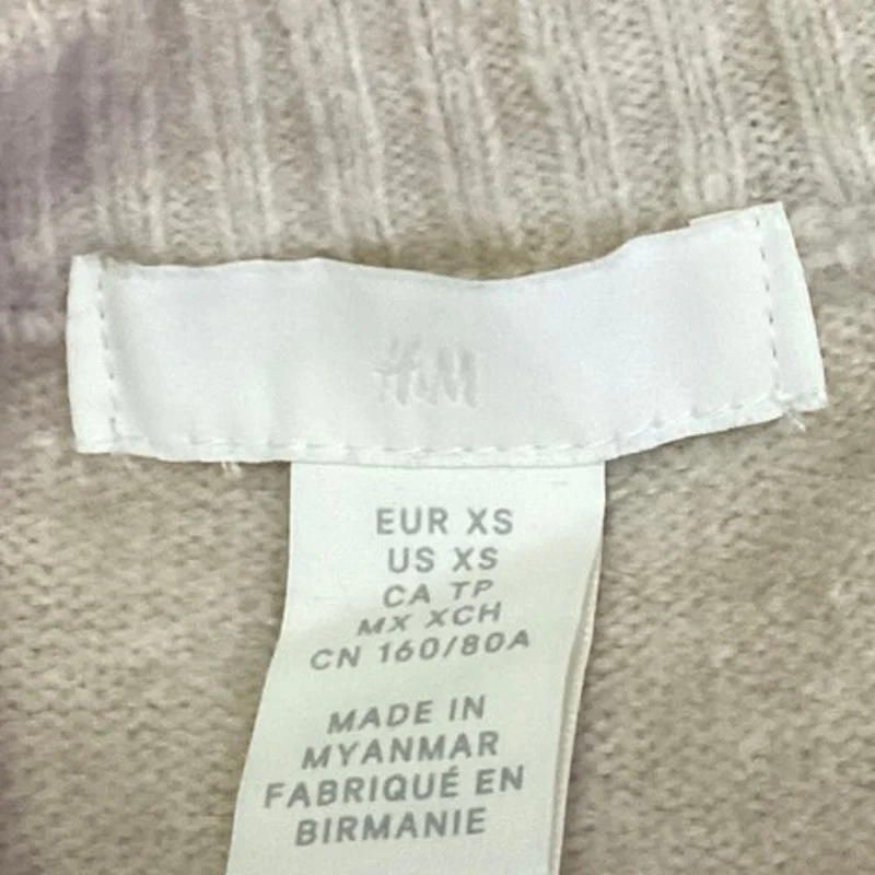H&M Women's Beige Wool Knit V-Neck Sleeveless Pullover Sweater Vest Tank Top XS - Image 3