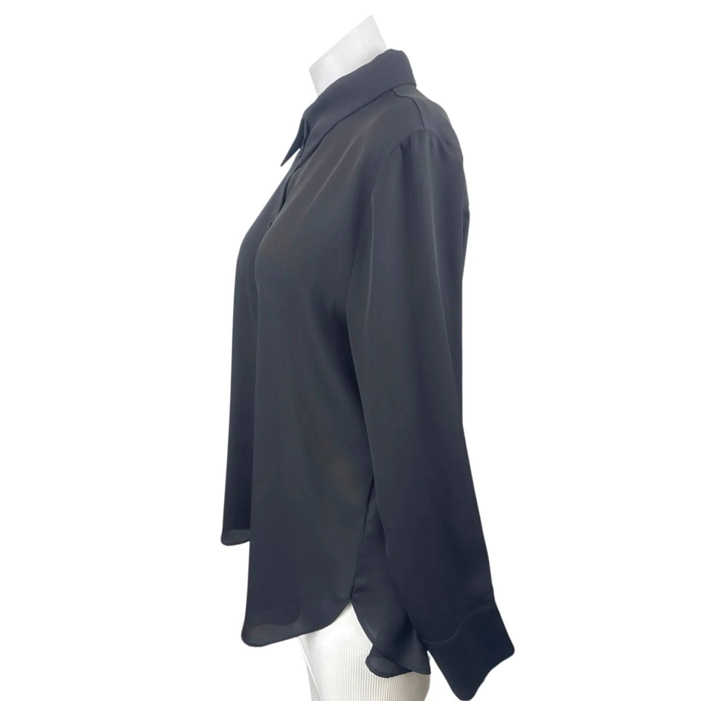 H&M Womens Black Collared Long Sleeve Formal Work Button Down Shirt Blouse Top M - Image 2