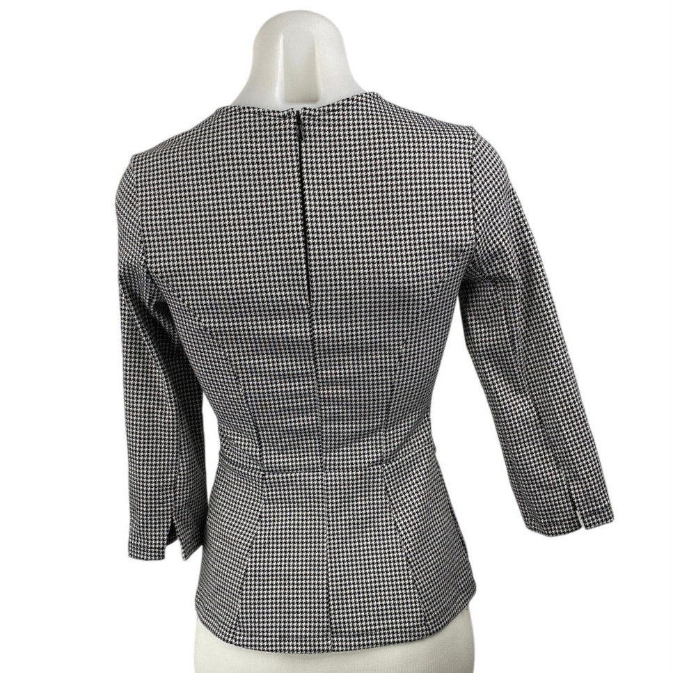 H&M Women's Black Half Sleeve Crew Neck Career Office Peplum Blouse Top Size XS - Image 4