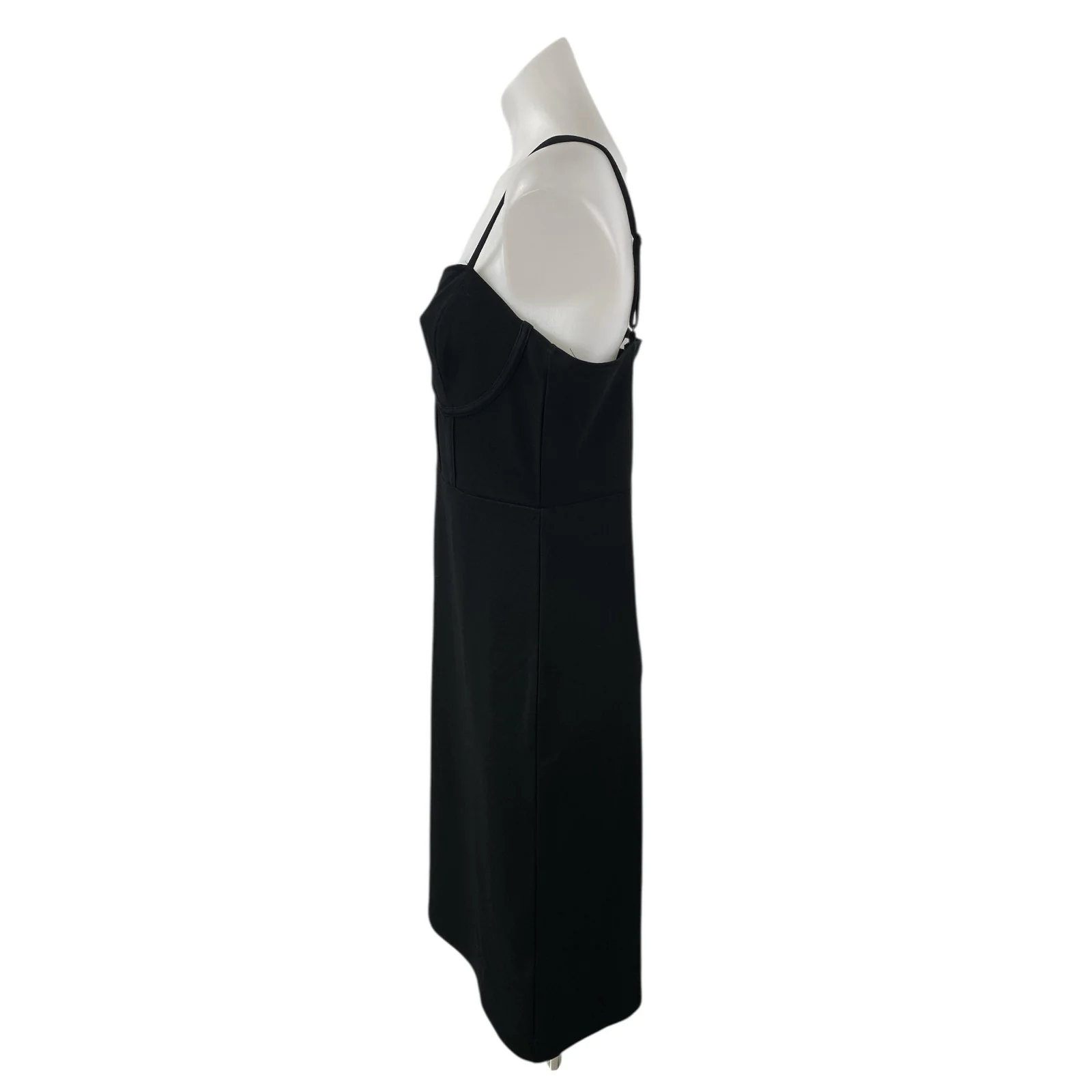 H&M Women's Black Sleeveless Bustier Cami Camisole Midi Bodycon Tank Dress Sz L - Image 3