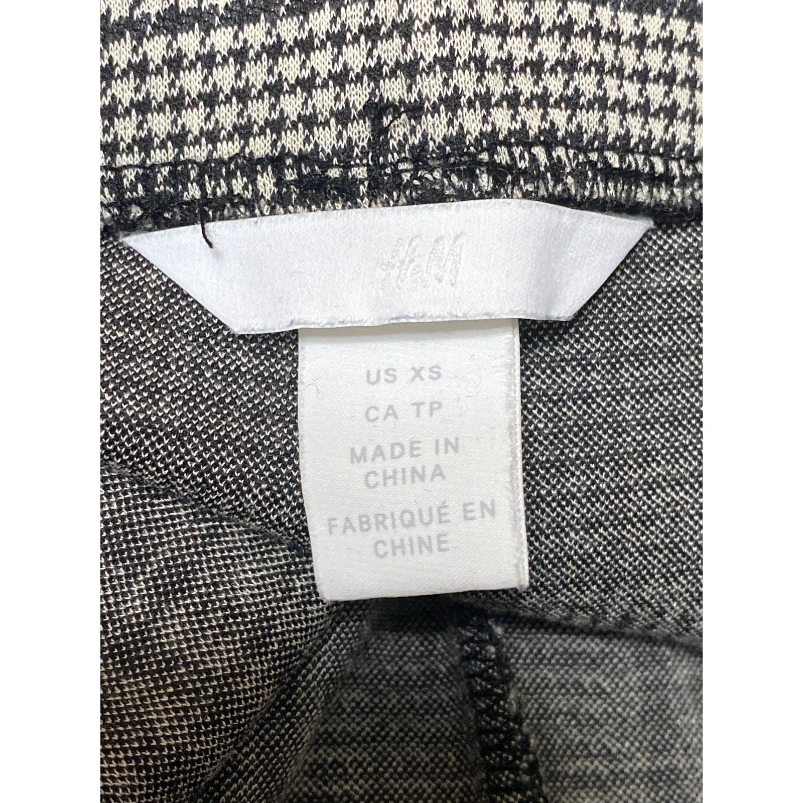 H&M Women's Black White Houndstooth High Rise Wide Leg Trousers Pants Size XS - Image 4