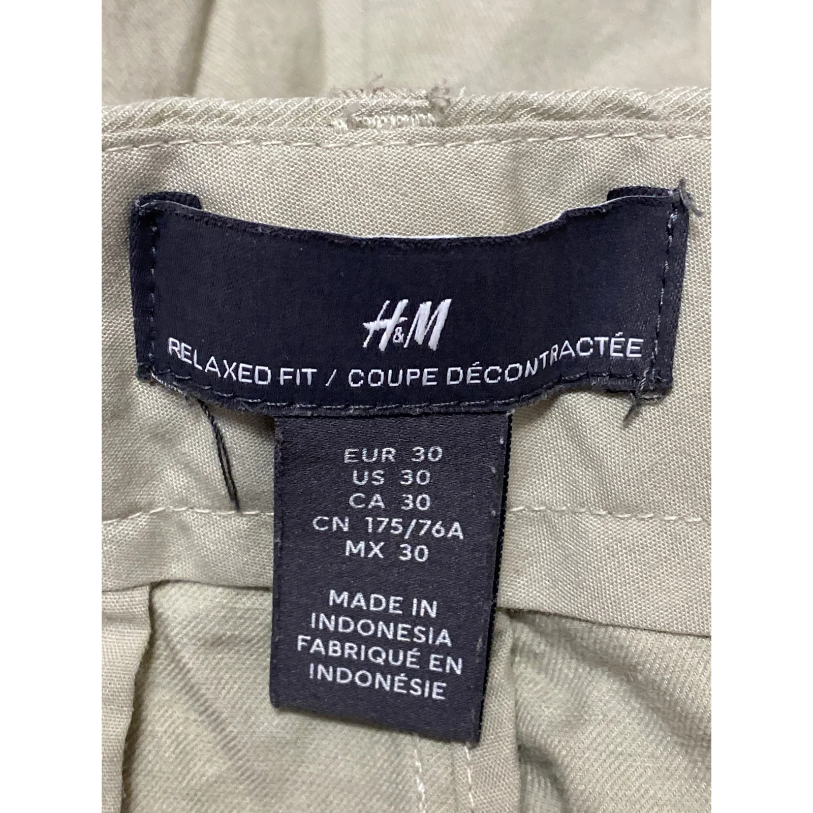 H&M Women's Khaki Linen Pleated Relaxed Straight Chino Trouser Dress Pants Sz 30 - Image 5