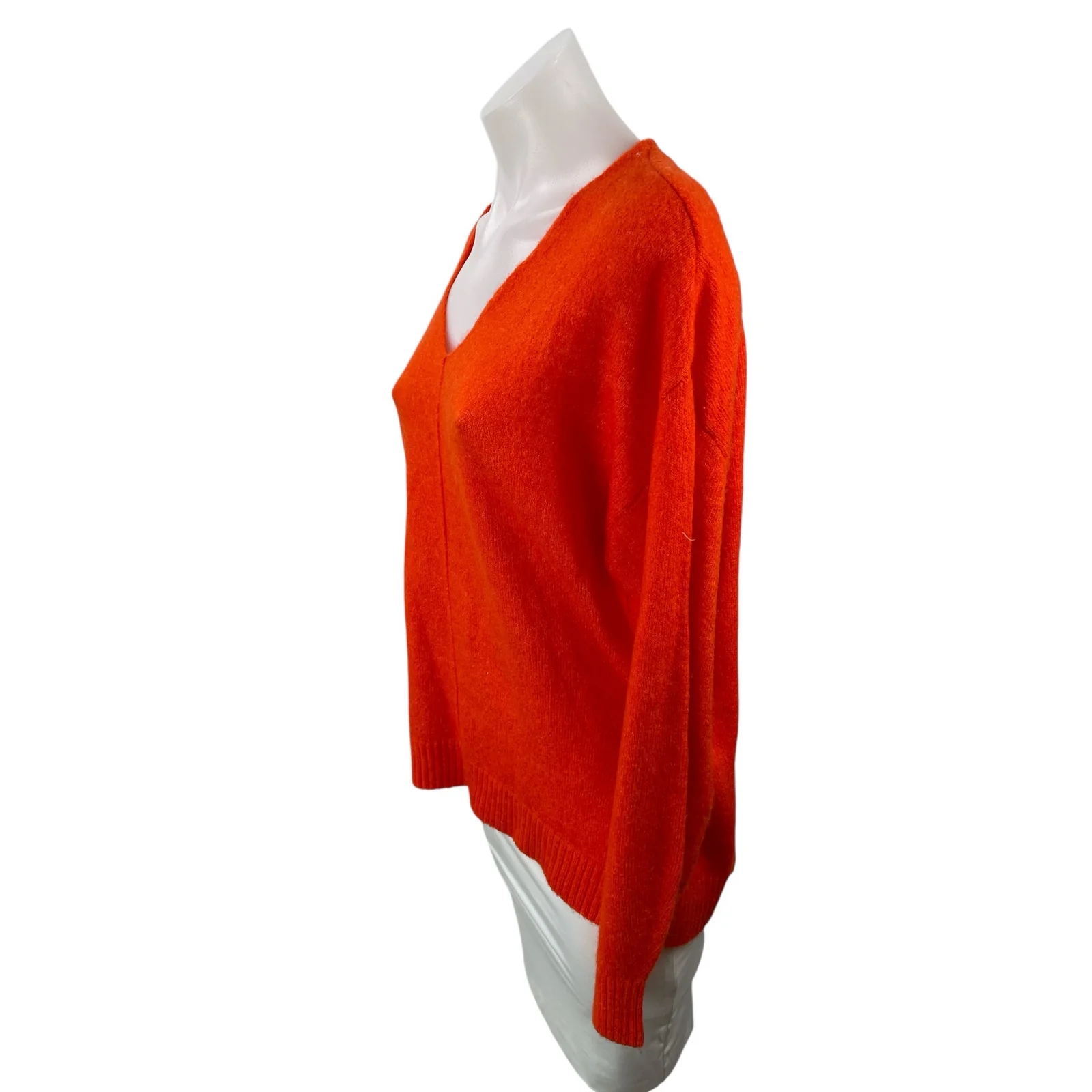 H&M Women's Orange Knit V Neck Long Raglan Sleeve Sweatshirt Sweater Top Size S - Image 2