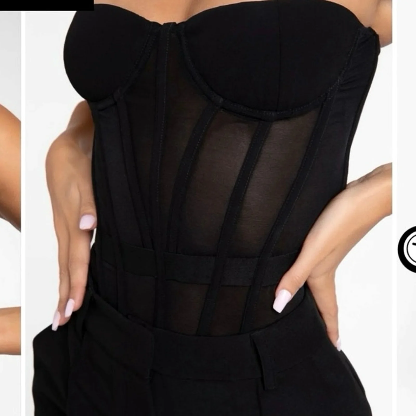 Heiress Beverly Hills Black Mesh Sweetheart Neck Padded Bustier Corset Top XXS - Image 7