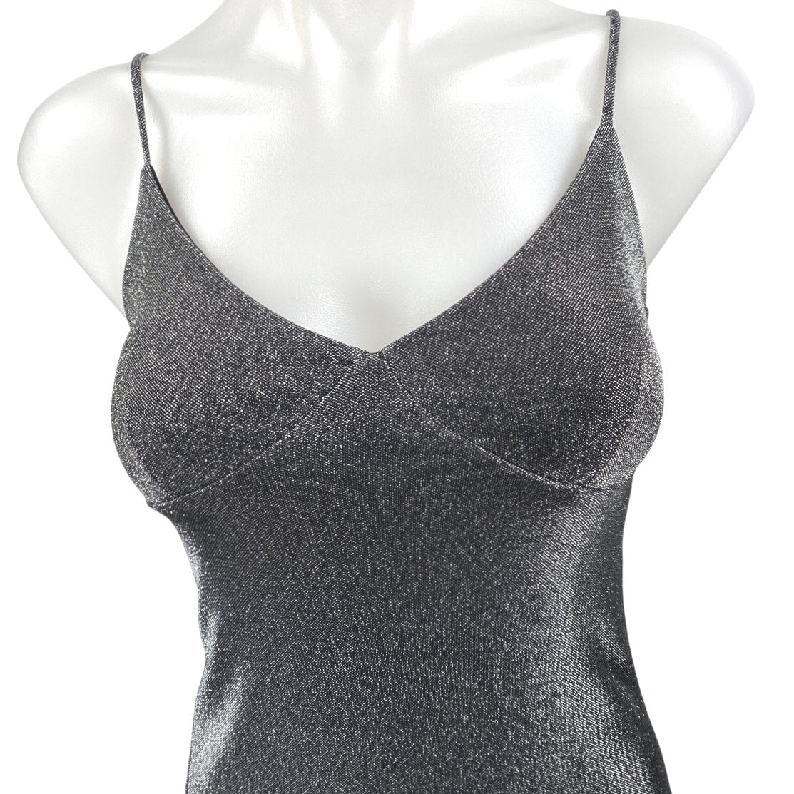 Honey Punch Silver Metallic Sleeveless Cami Camisole Tank Mini Slip Dress Sz S - Image 3