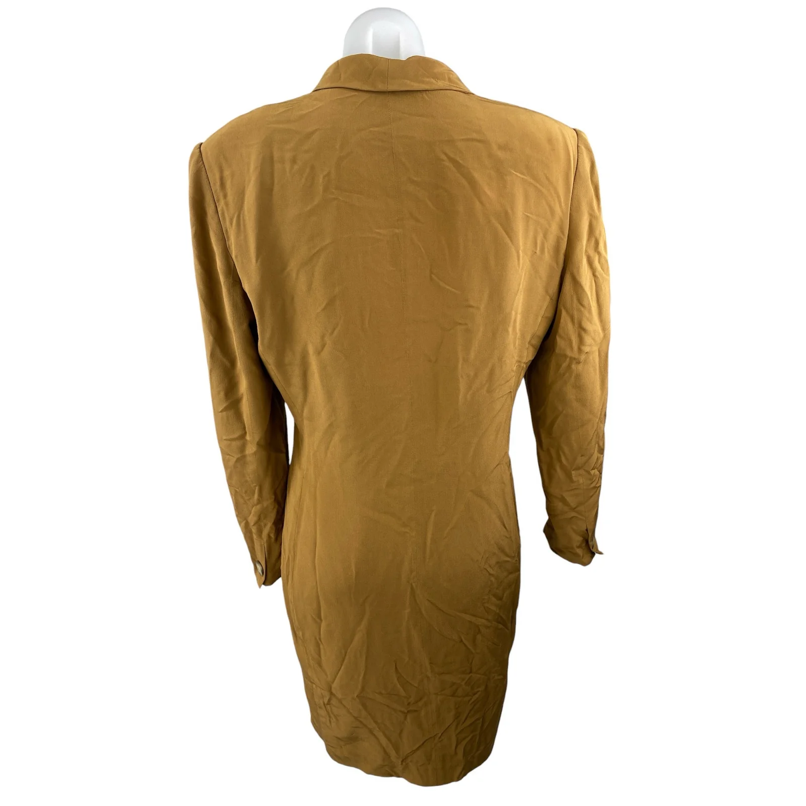 Hugo Buscati 100% Silk Brown Long Sleeve Double Blazer Dress Coat Jacket Size 10 - Image 2