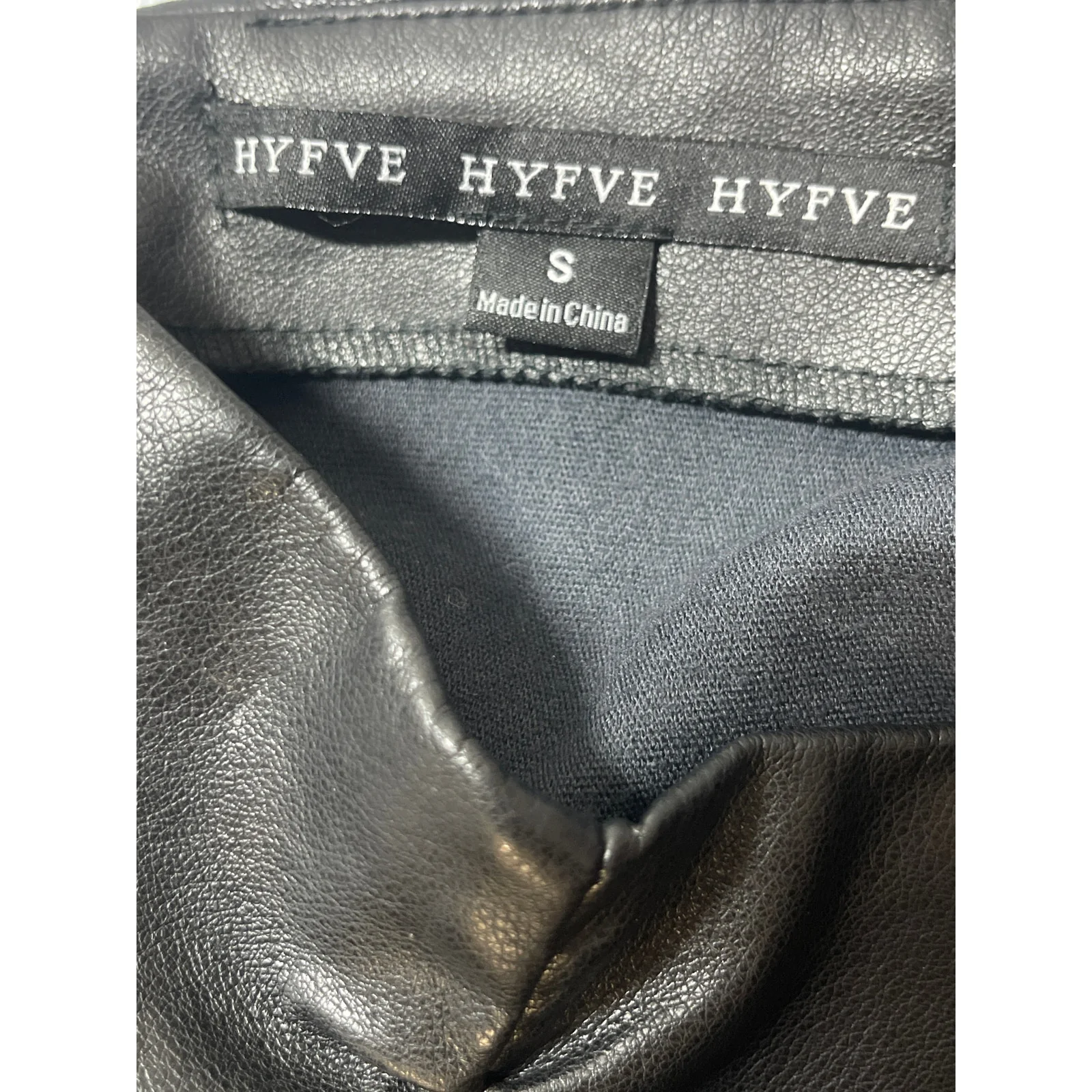 Hyfve Women's Black Faux Leather Vegan High Waist Ruched Pencil Mini Skirt Sz S - Image 6