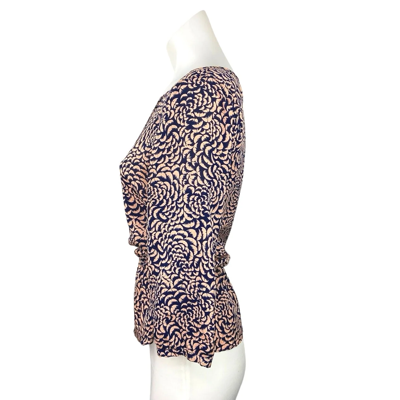 I Love H81 Multicolor Bateau Neck 3/4 Sleeve Elastic Waist Printed Blouse Top M - Image 2