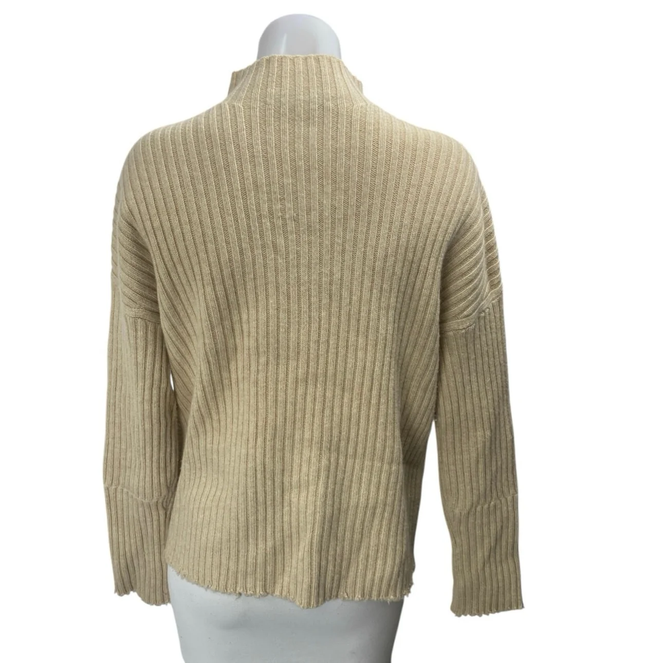 Intermix Women's Tan Ribbed Knit Long Sleeve Turtleneck Sweater Top Size S - Image 2