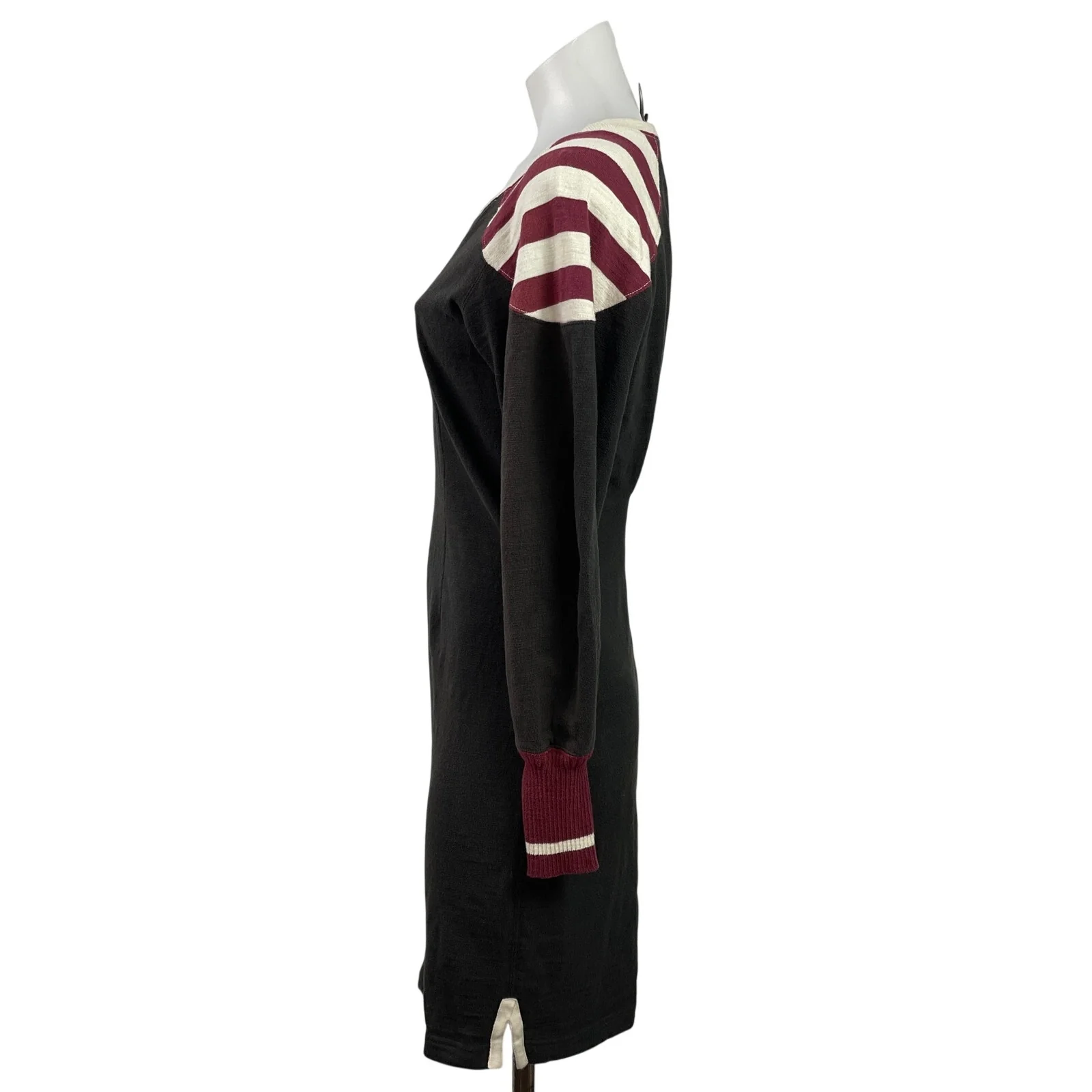 Isabel Marant Black Red White Striped Shoulder Long Sleeve Mini Sweater Dress 2 - Image 2