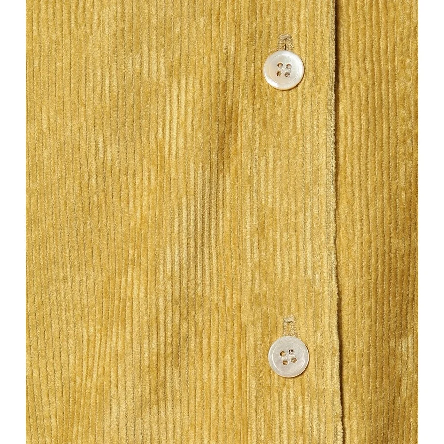 Isabel Marant Fanao Yellow Gold Corduroy Velvet Long Sleeve Button Up Shirt Top - Image 9