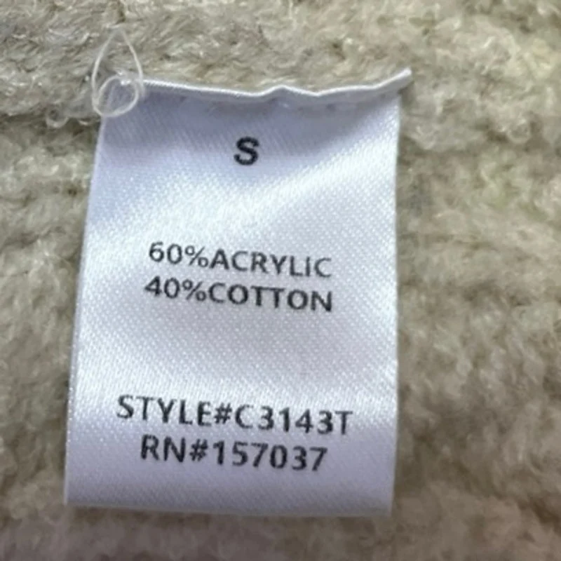 Isalis Women's Cream Cable Knit Foldover Turtleneck Crop Sweater Top Size S - Image 4