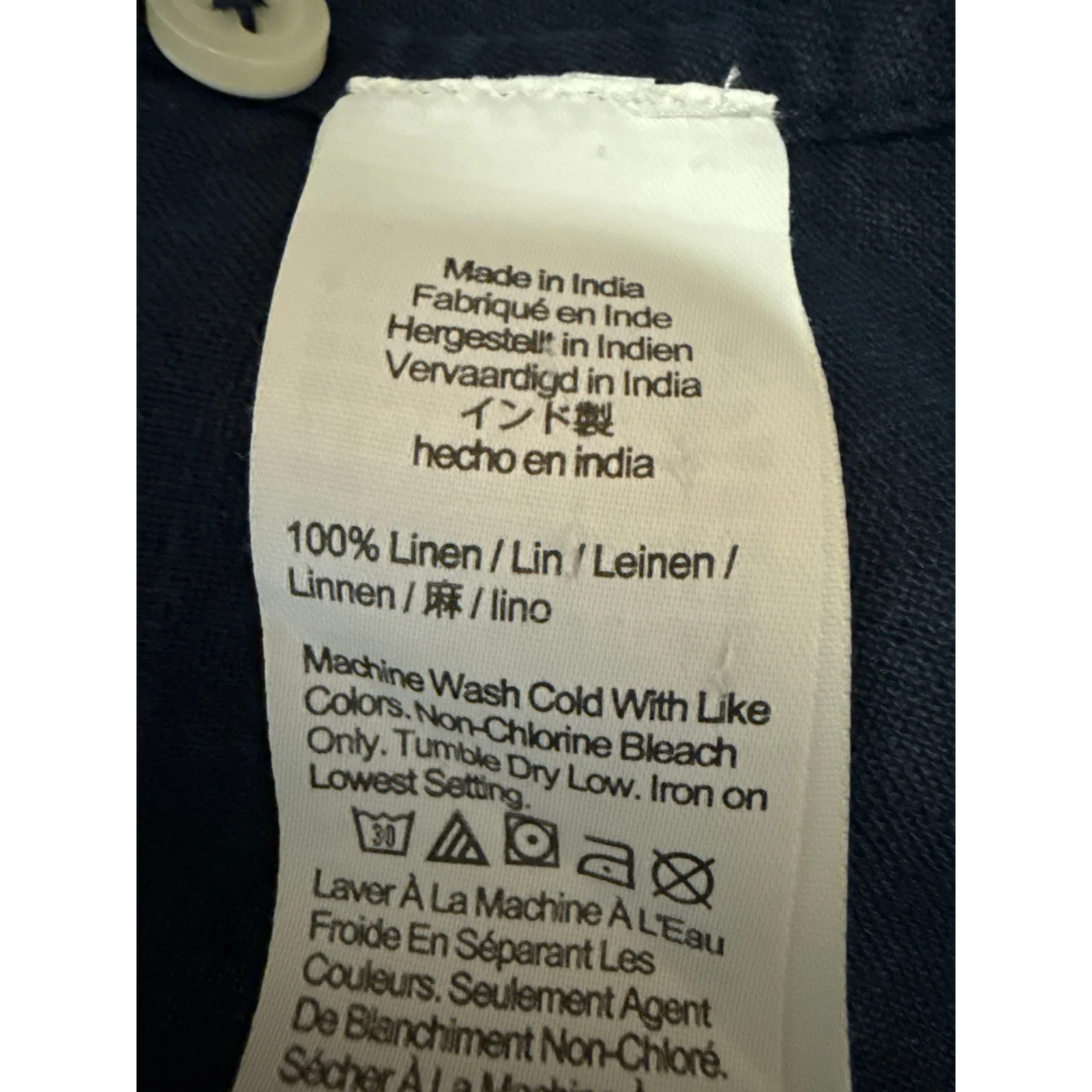 J.Crew 100% Linen Men's Blue Long Sleeve Collared Button Down Shirt Top Size 8 - Image 4