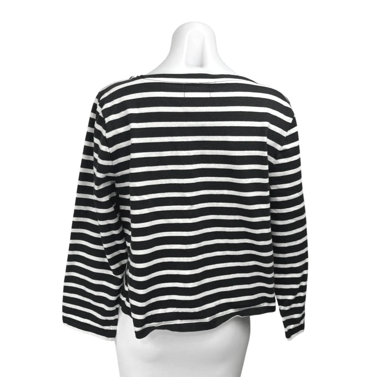 J.Crew Black & White Striped Long Sleeve Classic Fit T Shirt Tee Top Size L - Image 2