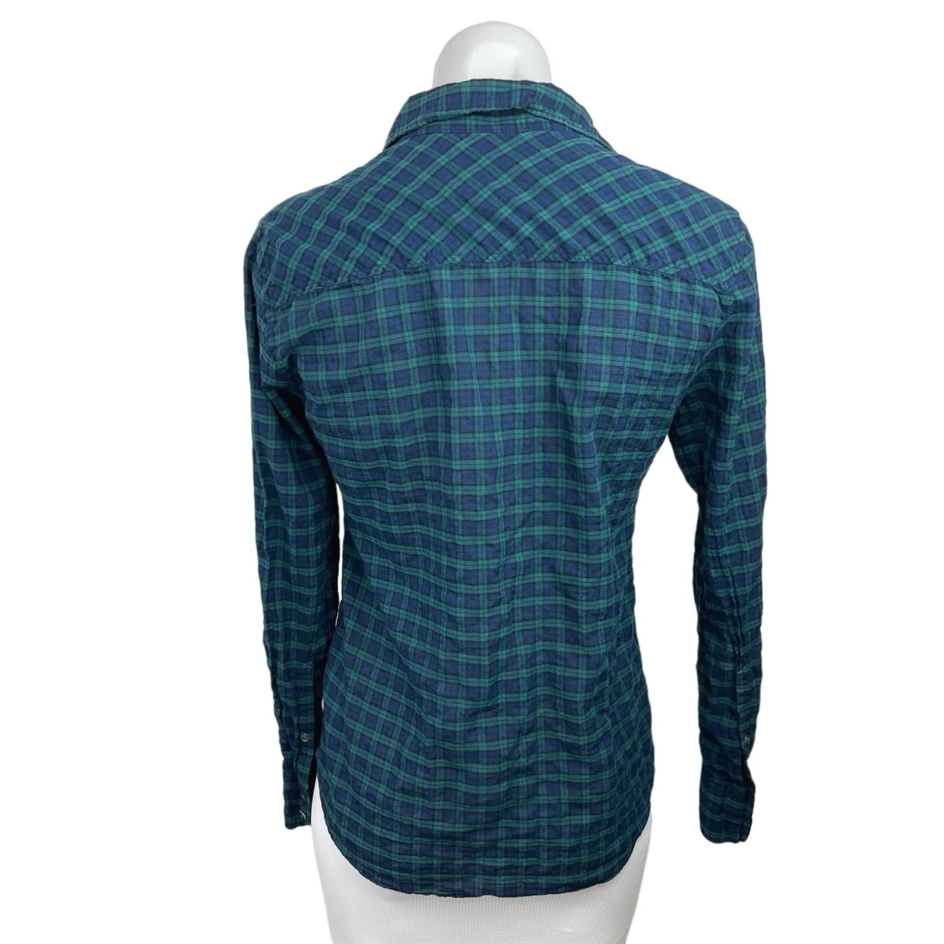 J. Crew Boy Women's Plaid Blue Long Sleeve Collared Button Up Blouse Top Size 2 - Image 2