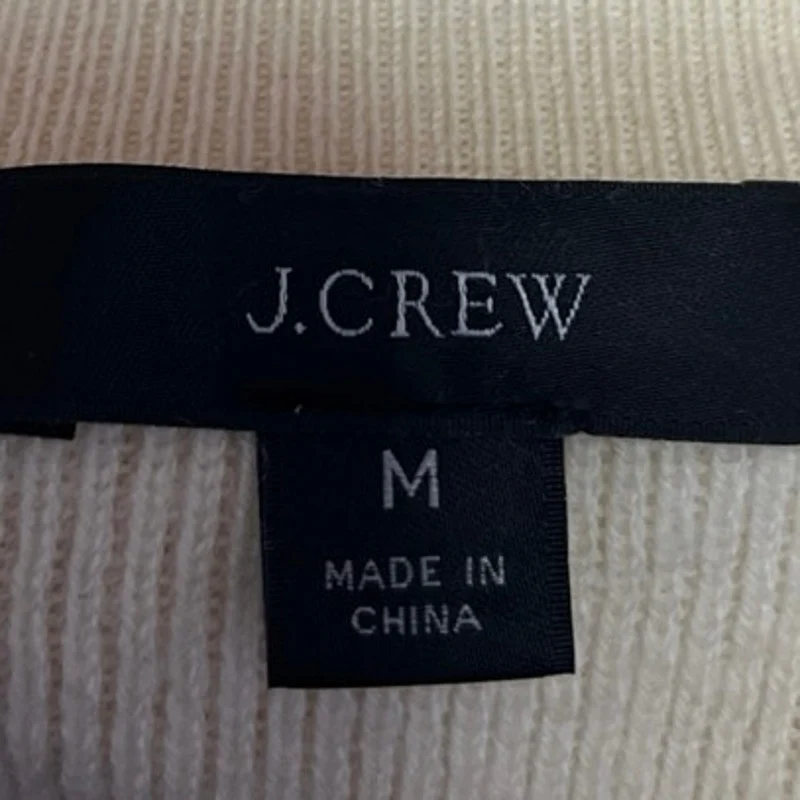 J.Crew Cream Merino Wool Ruffle Mock Neck Long Sleeve Pullover Sweater Top M - Image 3