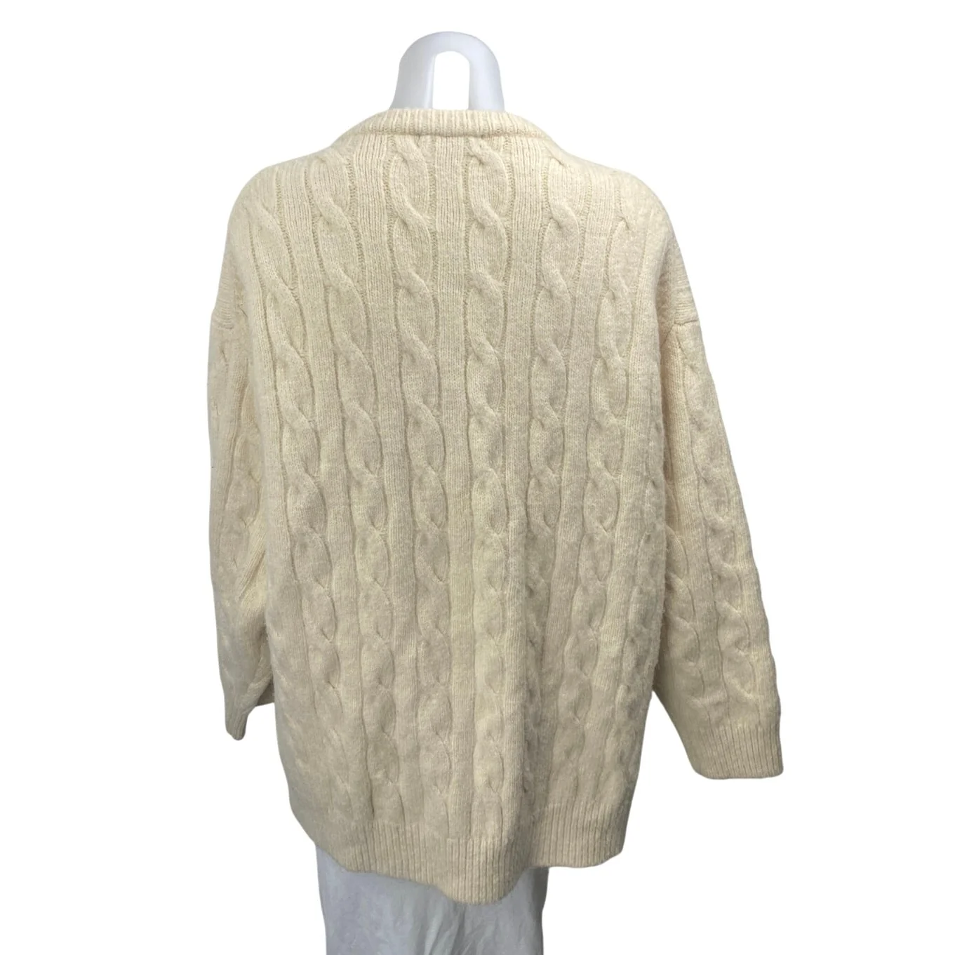 J.Crew Cream White Relaxed Cable Knit Pocket Long Sleeve Cardigan Sweater XS-S - Image 2