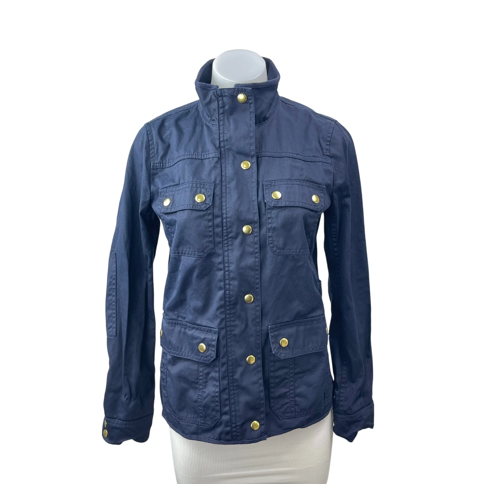 J.Crew Downtown Blue Long Sleeve Boyfriend Military Utility Field Coat Jacket XS