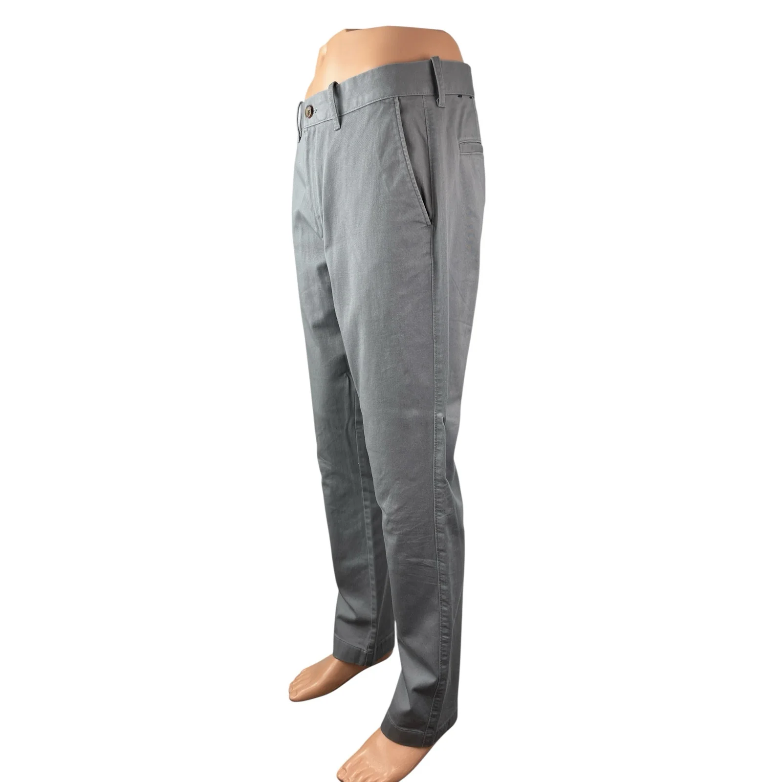 J.Crew Flex Men's Gray High Rise Athletic Slim Chino Denim Jeans Pants W32 L32 - Image 3