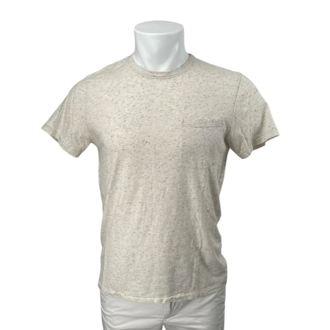 J.Crew Men's Beige Short Sleeve Speckled Crew Neck Pocket T Shirt Tee Top Sz S