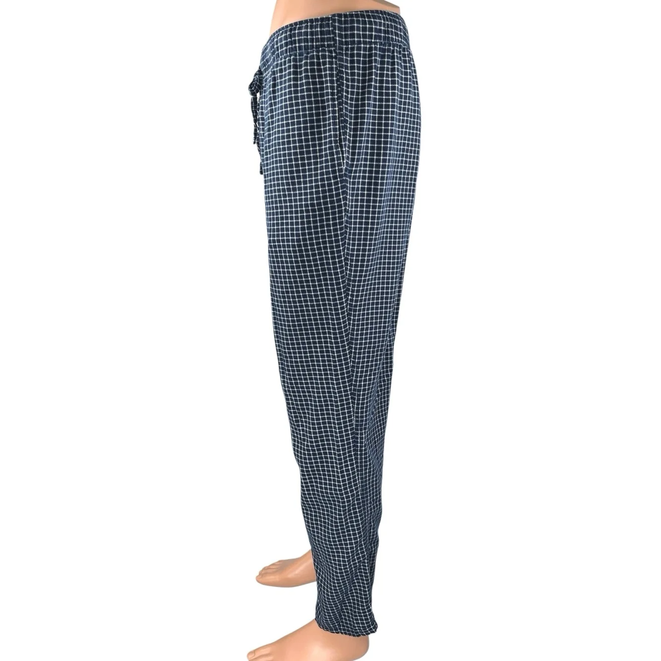 J.Crew Men's Blue Checkered Flannel Straight Leg Lounge Sleep Pajama Pants 36x38 - Image 2