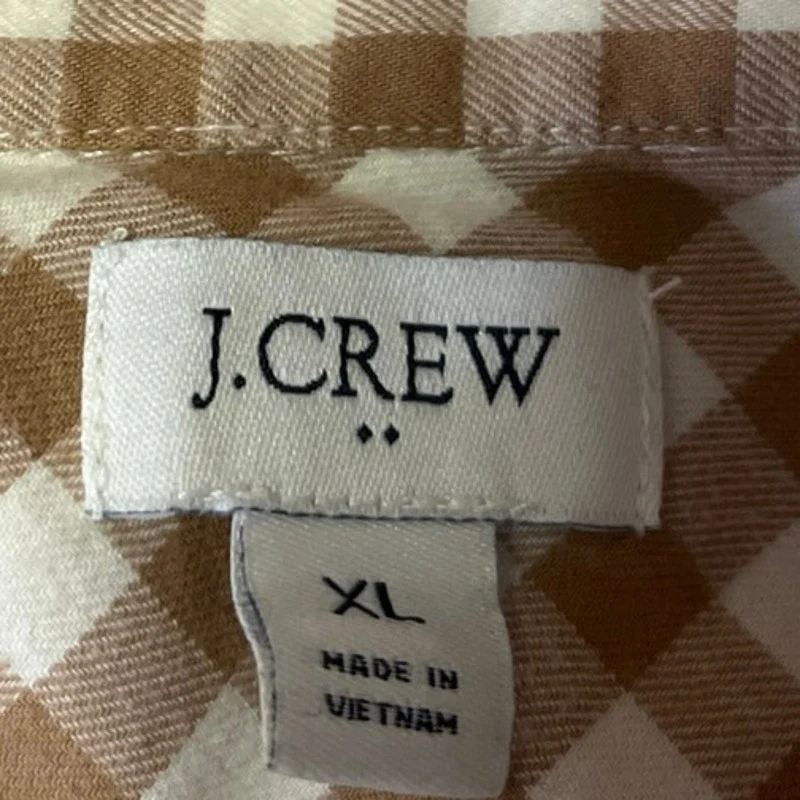 J.Crew Men's Brown White Plaid Check Long Sleeve Button Down Shirt Top Size XL - Image 3