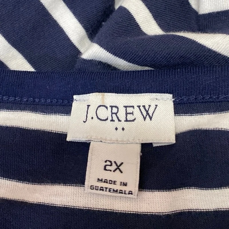 J.Crew Navy Blue White Striped Short Sleeve Crew Neck T Shirt Mini Dress Size 2X - Image 3