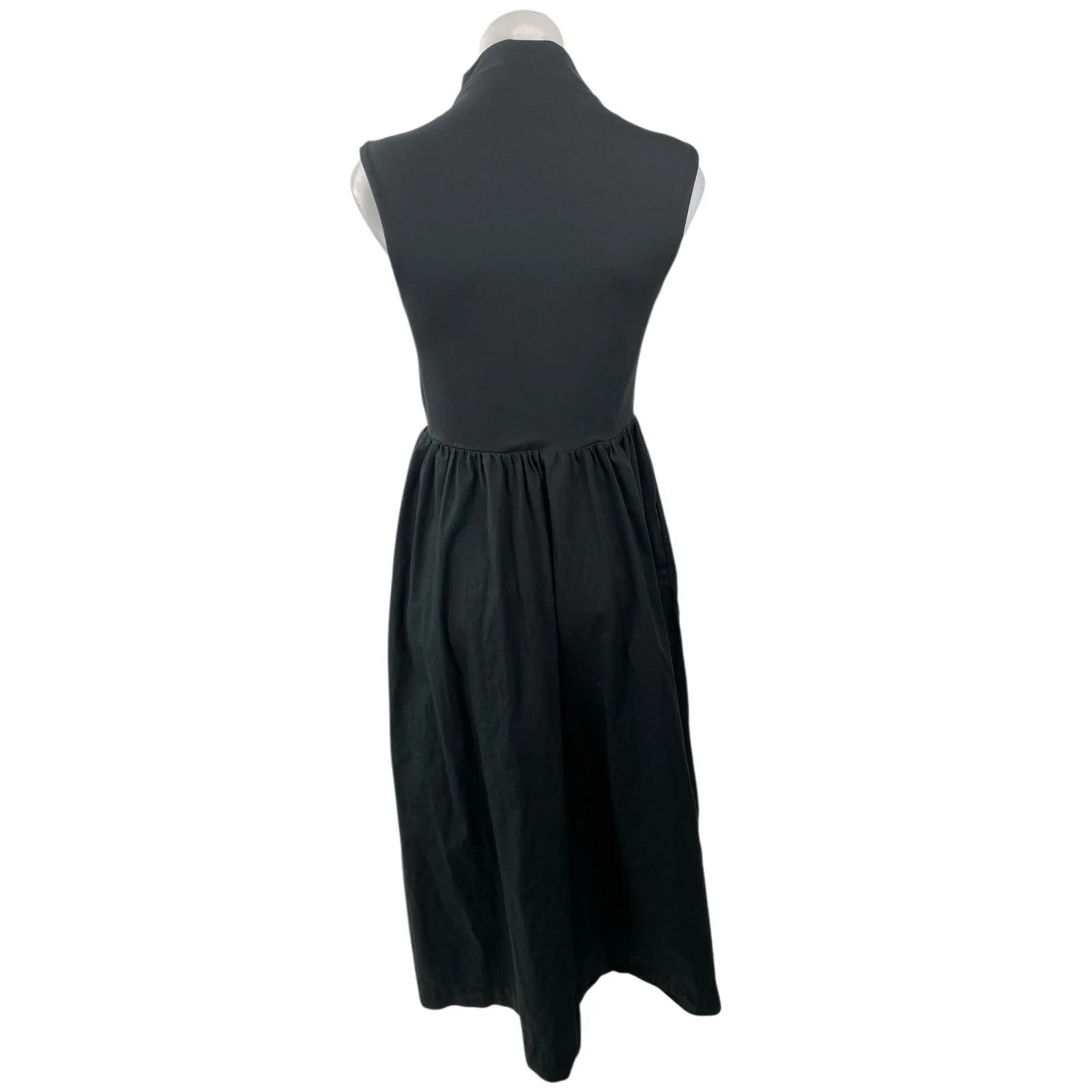 J.Crew Women's Black Sleeveless Turtleneck Tank Pleated A Line Midi Dress Size S - Image 4