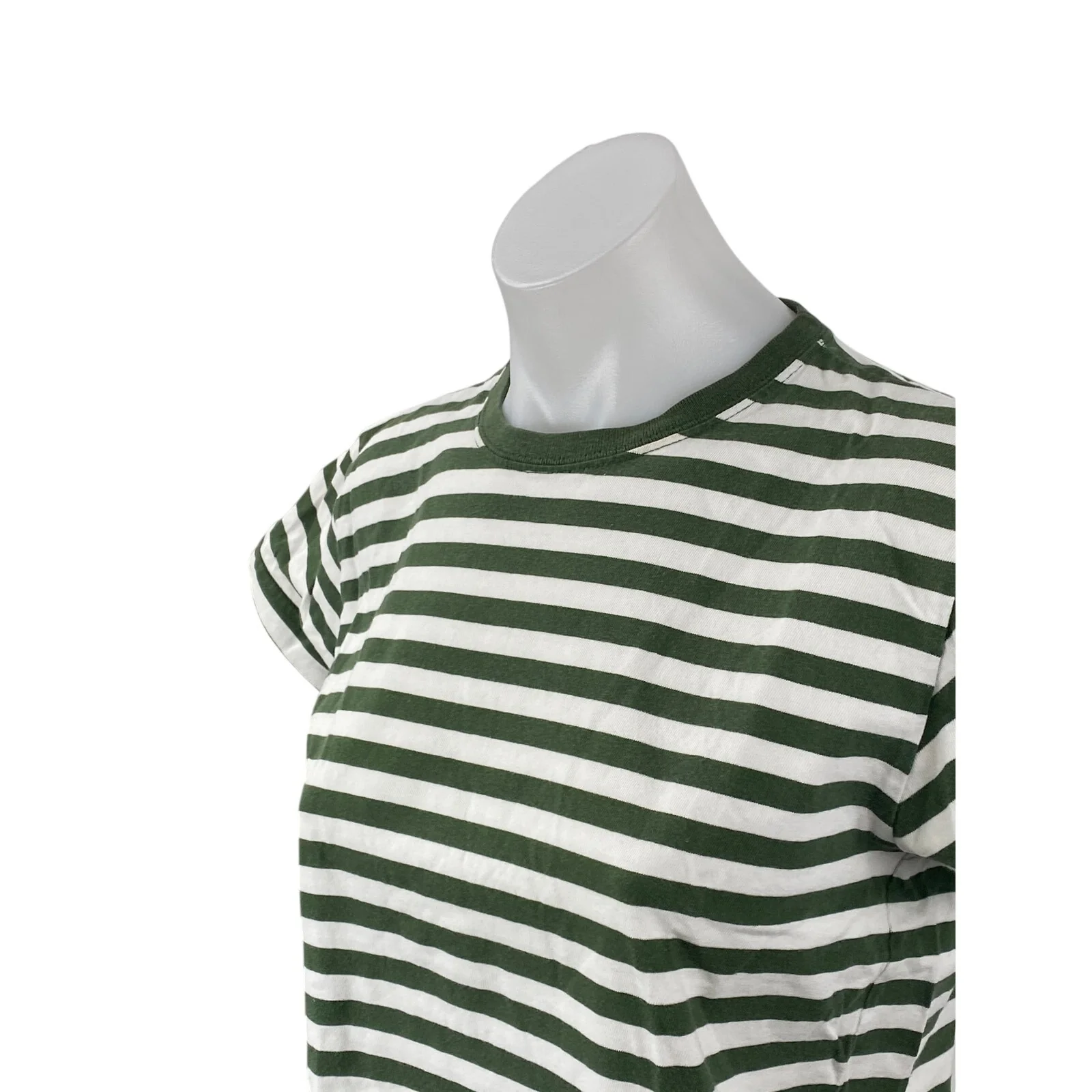 J.Crew Women's Green White Striped Short Sleeve Crew Neck T Shirt Tee Top Size S - Image 2