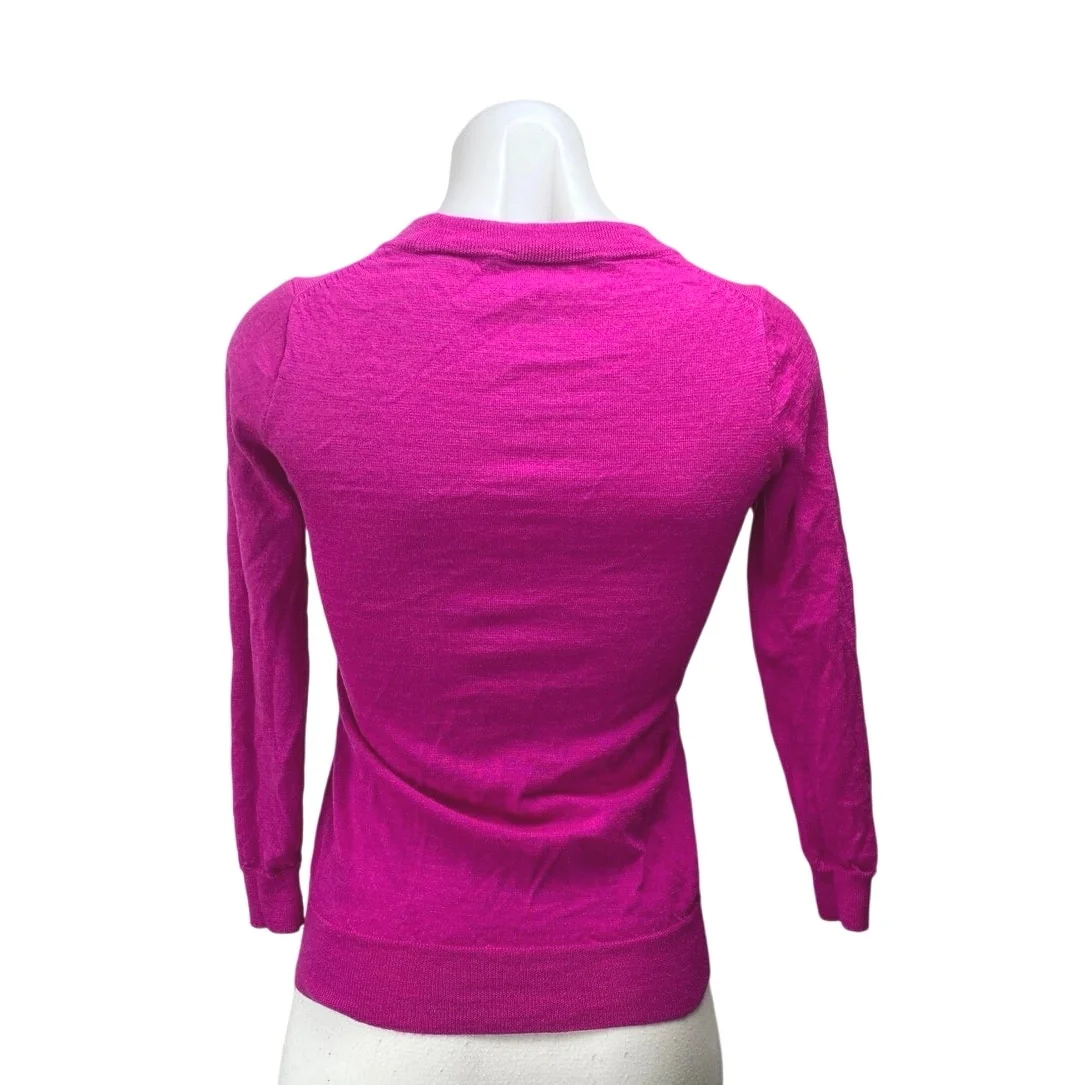 J.Crew Women's Pink Crewneck Long Sleeve Knit Crop Tee Shirt Sweater Top Size S - Image 2