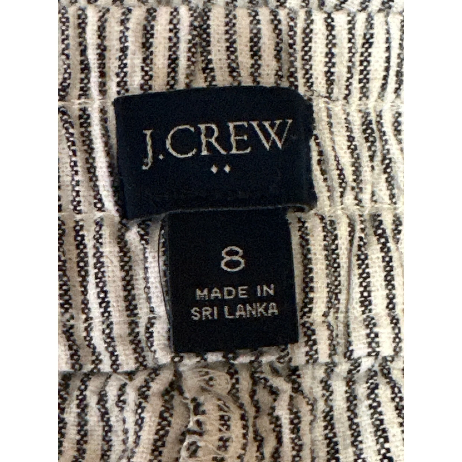 J.Crew Women's White Linen Striped Mid Rise Tapered Trousers Jogger Pants Size 8 - Image 4