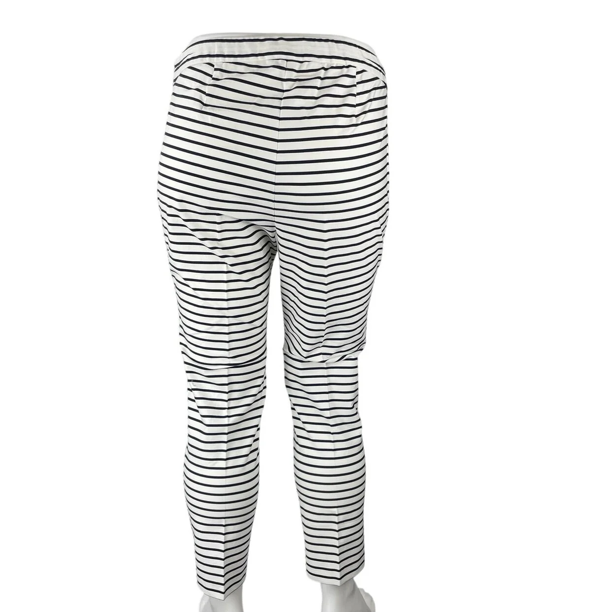 J. Jill Precision Stretch White Striped High Rise Pull On Straight Pants Size 18 - Image 4