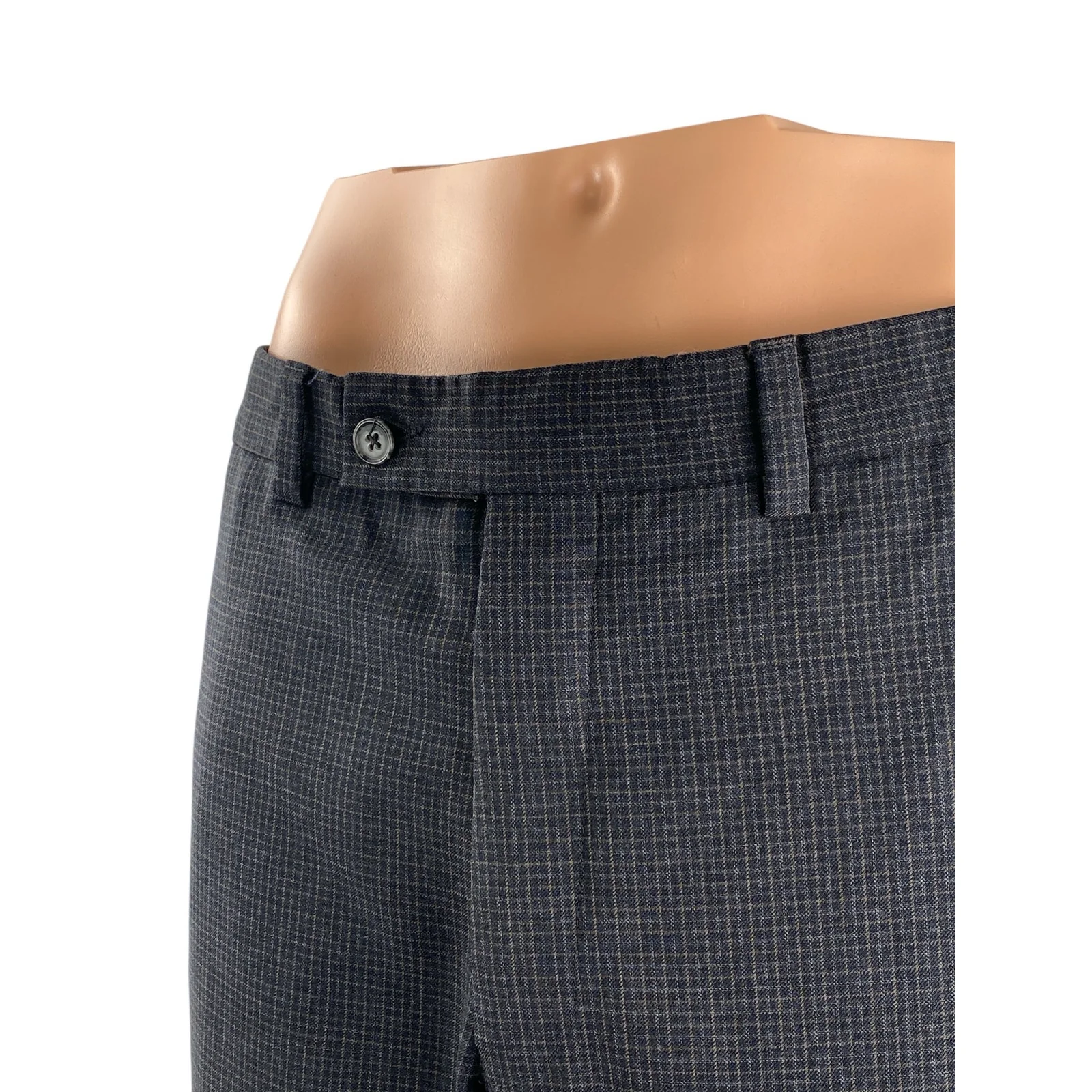 Jack Victor Men's Black Plaid Mid Rise Straight Leg Trousers Dress Pants Size L - Image 2