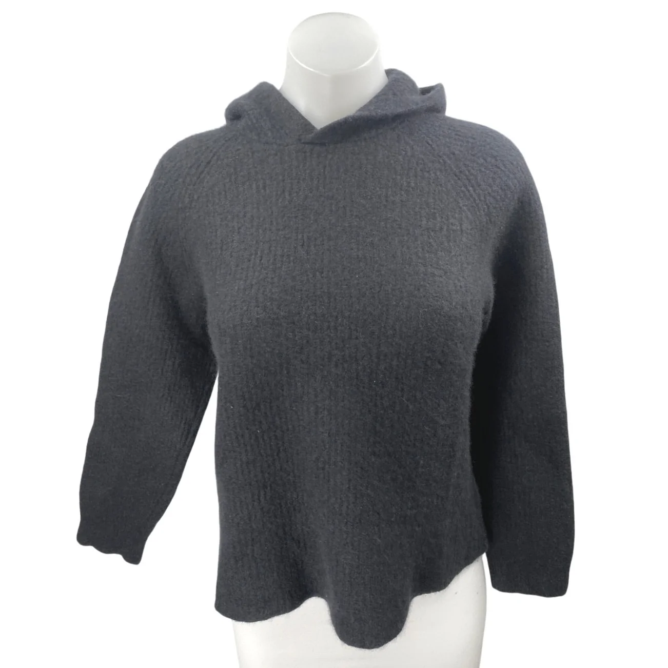 James Perse Women's Black 100% Cashmere Knit Hoodie Hooded Sweater Top Size 3