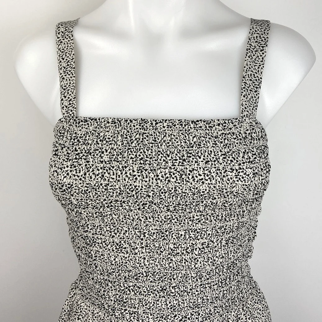 Jessica Simpson Black White Smocked Ruffle Tiered Sleeveless Mini Sundress Sz S - Image 3